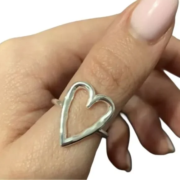 Big Heart adjustable ring in 925 sterling silver