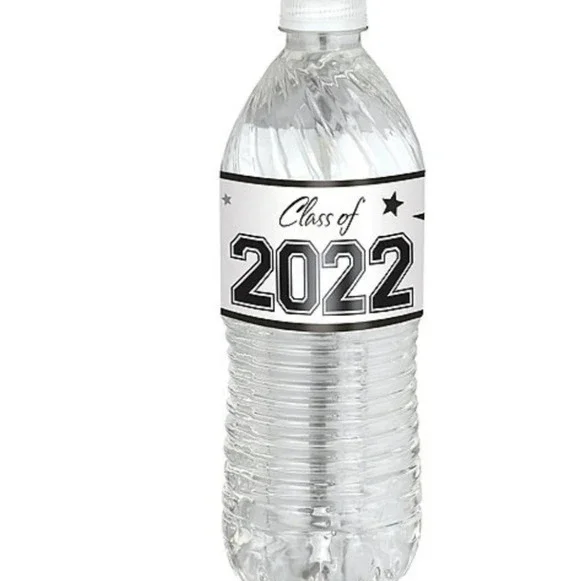 2022 Graduation Water Bottle Labels  Black & White 24ct