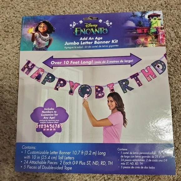 Encanto Cardstock Jumbo Letters Happy Birthday Banner Kit, 10.7ft