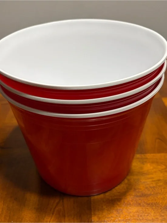 3 Red Party Buckets – Candy Buffet & Event Decor