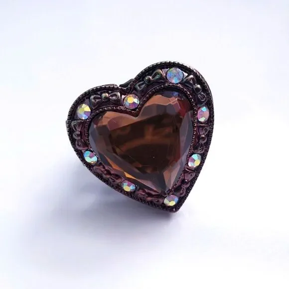 RARE VINTAGE Betsey Johnson Heart Locket Ring