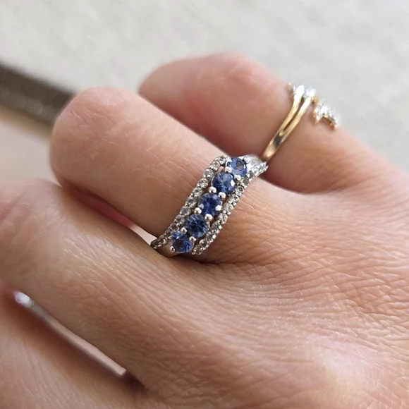 Sterling Blue And White Topaz Ring