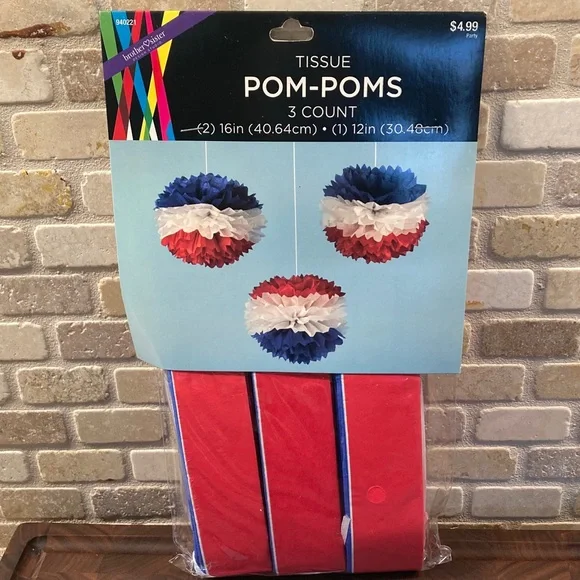 Red, White, and Blue Tissue Pom-Poms