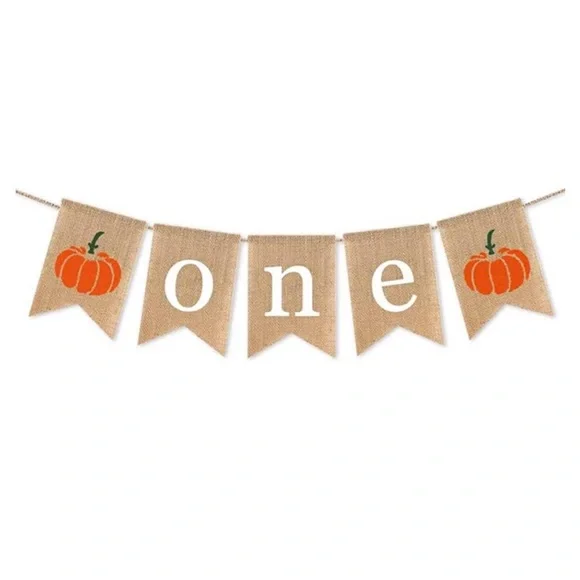 Burlap Pumpkin ‘One’ Banner