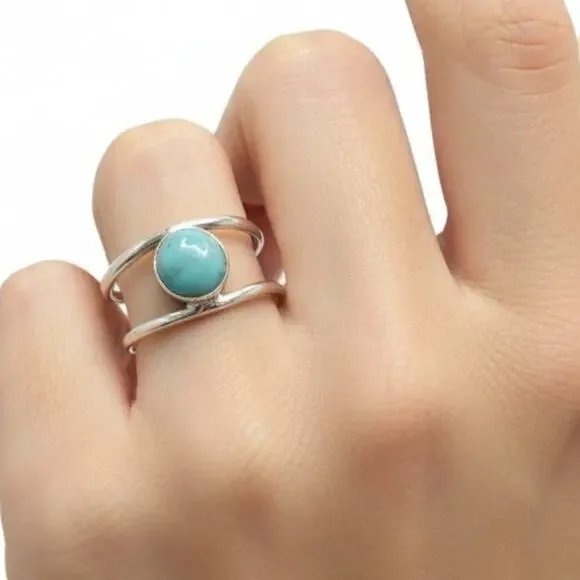 Larimar Ring Sterling Silver 925 Stamped Sz 11.5