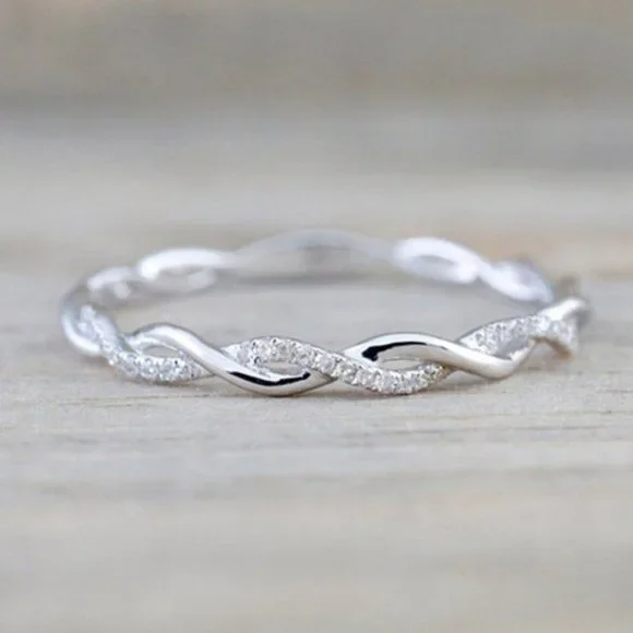 *NEW Sterling Silver Diamond Twisted Eternity Ring