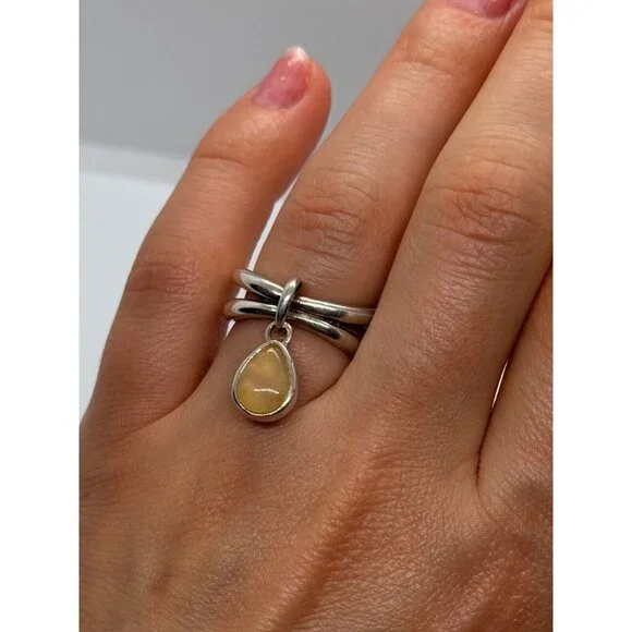 925 STERLING SILVER AGATE RING SIZE 6