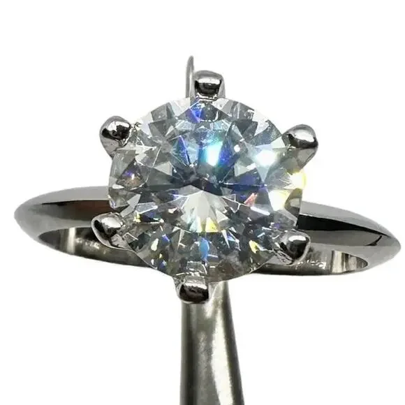 Moissanite Diamond Engagement Ring 3 Ct Round Cut 6 Prong 18K GRA Size 8