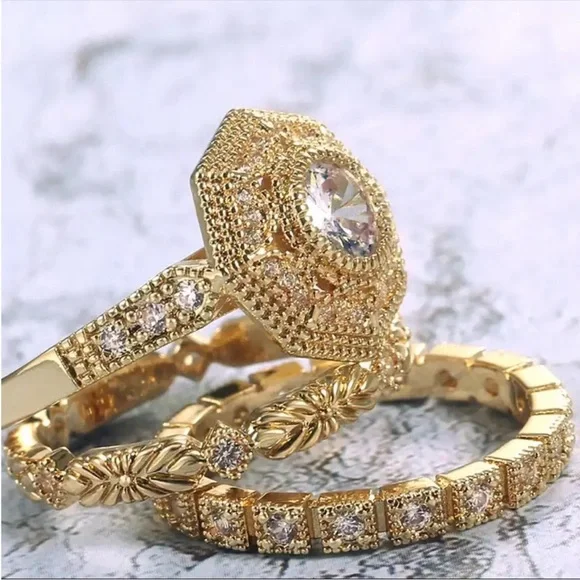 NEW Luxury 3PC Bridal Ring Sets