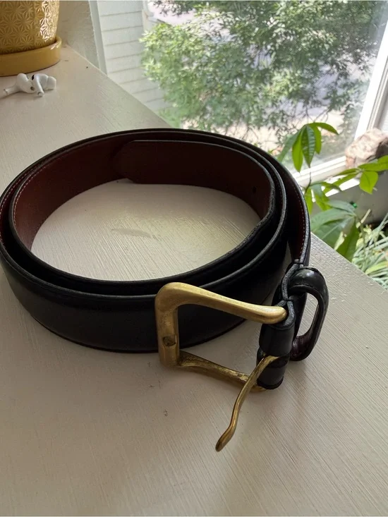 Coach Black Leather Men’s Belt with Brass Buckle