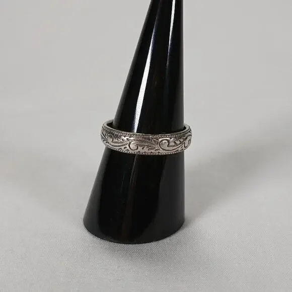 Vintage Marsala Etched Paisley Sterling Silver Ring Size 8.75