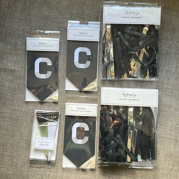 Graduation Congratulations Decor My Mind's Eye  Black White & Silver Banners Set
