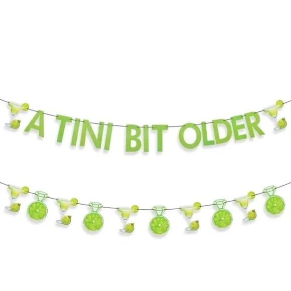 New Tini Bit Older Lime Martini Birthday Party Green Banner Confetti Margarita