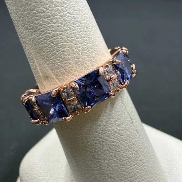 Bomb Party Uptown Glamour Sz 6 Ring Sapphire CZ RBP6632 Rose Gold Plated