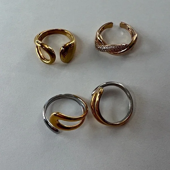 Elegant Gold and Silver Women's Rings Set