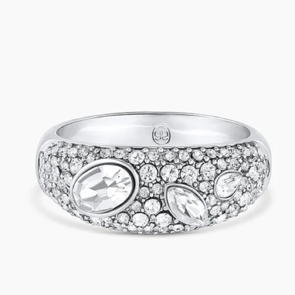 Gorjana New Size 6‎ Rhodium Plated Brass Genuine White Crystals Kingston Ring
