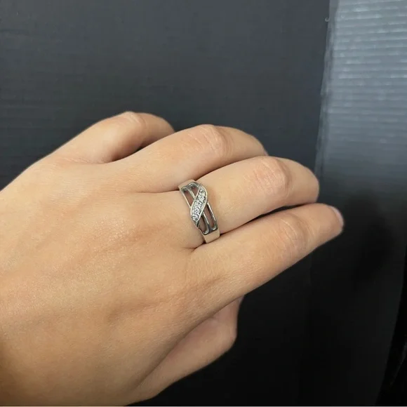 Sterling Silver Cz Bypass Size 6 Ring Signed 925 Tested