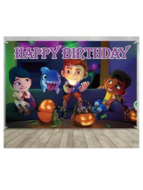 Sharkdog Happy Birthday Sign 5 x 3 Banner Party Supplies Halloween Backdrop