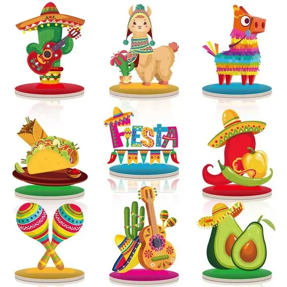 18 Pcs Fiesta Party Decorations, Mexican Centerpieces for Tables