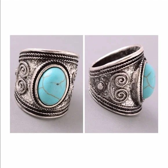 Silver and Turquoise Statement Ring