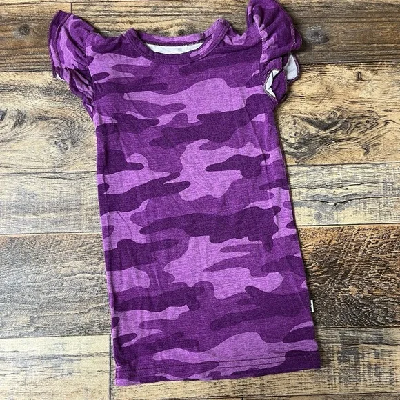 Little Sleepies Play Bamboo Flutter Sleeve Top Baby Girls 12-18m Purple Camo