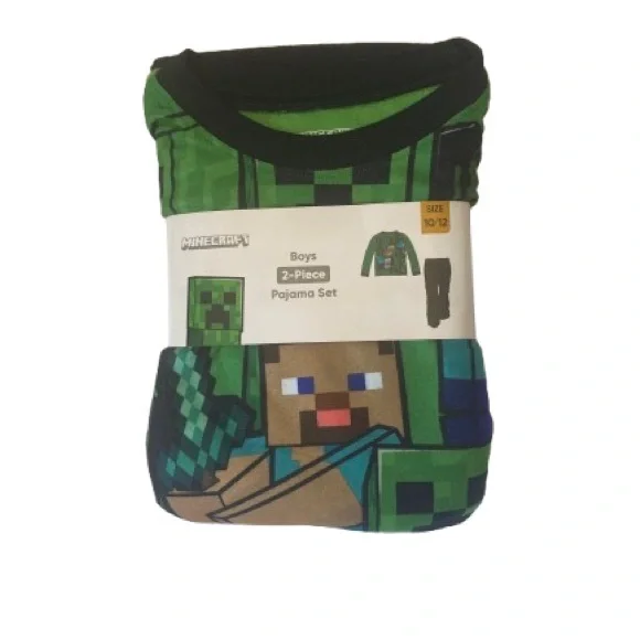 Minecraft Boys Creeper Pajama Set - Green and Blue