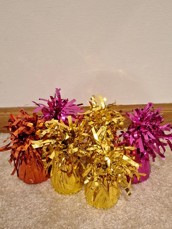 Metallic Pom-Pom Balloon Weights (Set of 6)