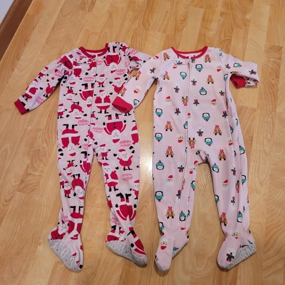 Carter's Christmas Pajamas Fleece Long Sleeve Footie Pajamas Size 24 Months