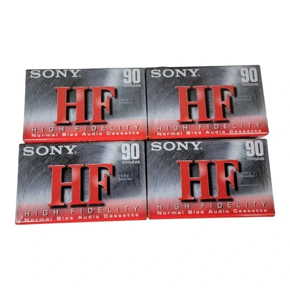 Lot of 4‎ Sony HF 90 Minute Blank Audio Normal Bias Cassette Tapes - Sealed