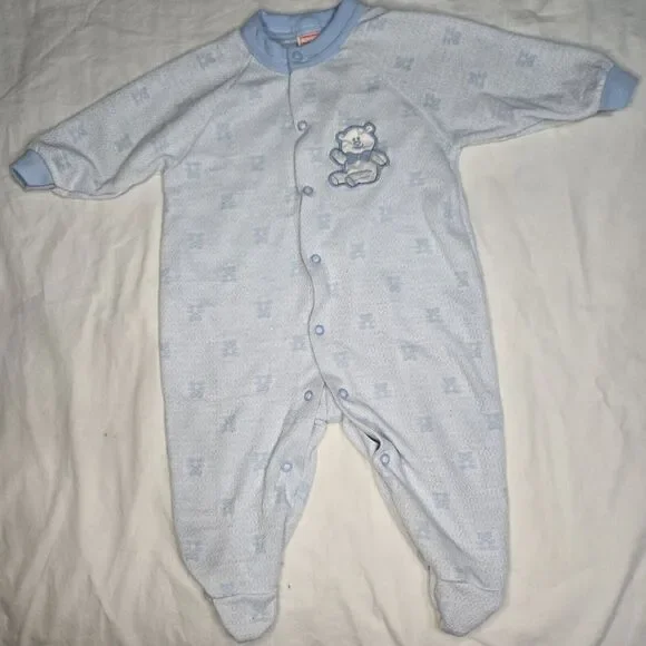 VINTAGE 1999 PLAYSKOOL Footed Sleeper 6-9‎ Months Blue Snaps Lightweight