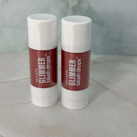 Revlon Glimmer Blush Drops 2pc 101 Field of Roses‎ Liquid Blush New Makeup Glam