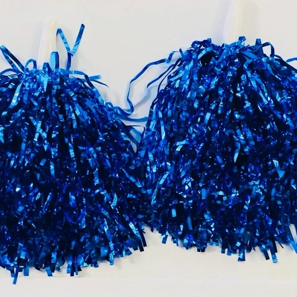 Metallic Blue Mini Pom Poms