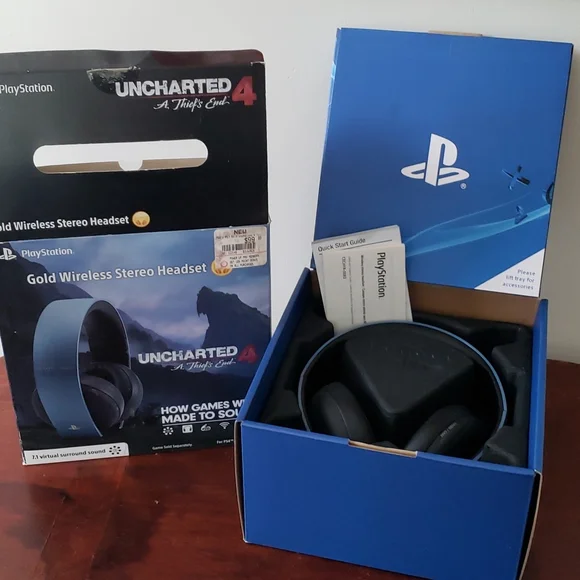 Uncharted 4 Sony Gold Wireless Stereo Headset PS4, PS3, Vita Compatible …