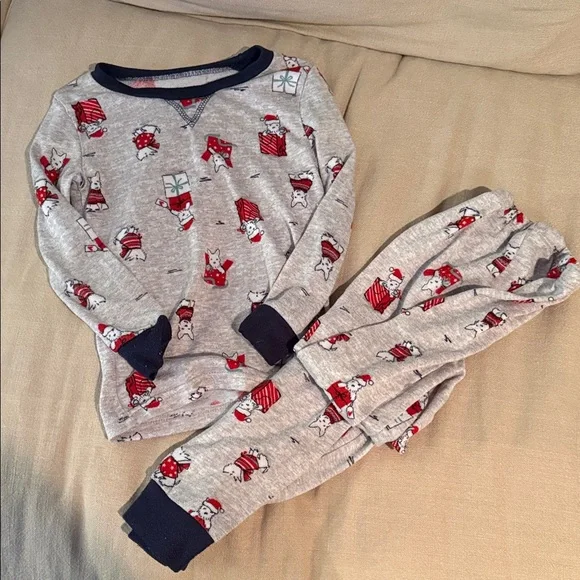 Laura Ashley Gray and Red Kids Pajama Set