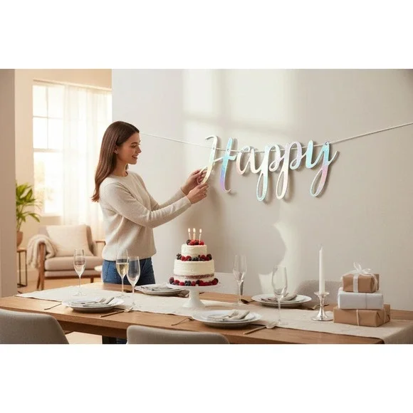 Horizon Group Happy Birthday Banner Unisex OS Iridescent Brand New Party Decor