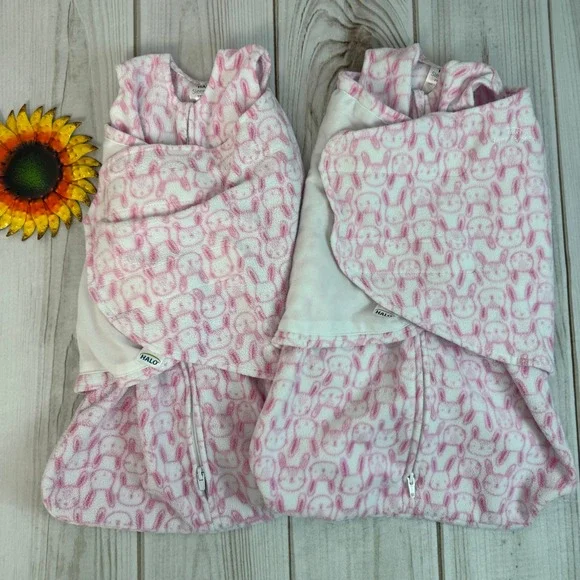 Halo Sleepsack Swaddle Newborn 0-3M Baby Pink Bunny Cotton 2 Pack Sleep Sack‎
