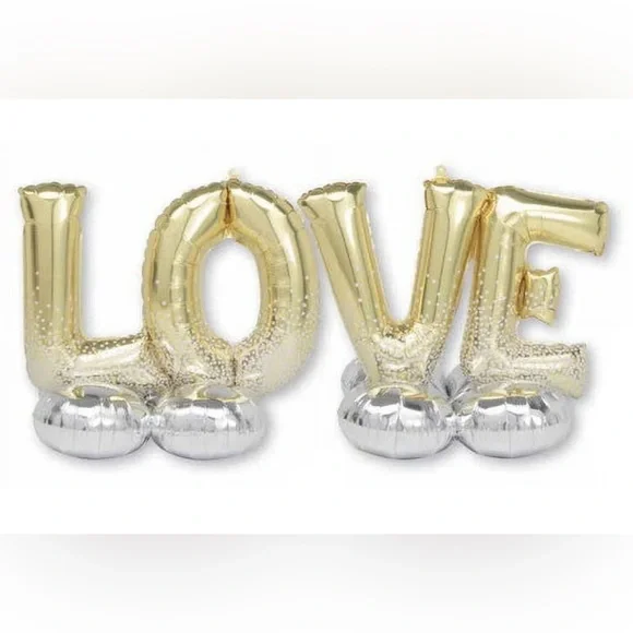 Love Balloons Yard Decor 5 Feet Gold Silver Indoor Outdoor Engagement Party