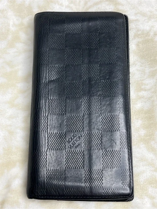 Louis Vuitton Damier Infini Black Leather Long Wallet Checkbook Wallet