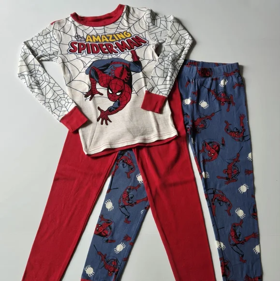 Spider-Man Kids‎ Pajamas Set (2 pants and 1 top) - Red and Blue/Size 8