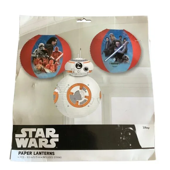 Star Wars Force Awakens Paper Lanterns 4-Piece Set BB-8 & Characters with String