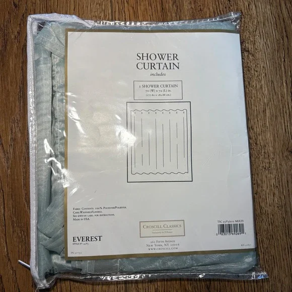 Croscill‎ Classics Everest Green Shower Curtain Seafoam 70x72 NEW whimsigoth USA