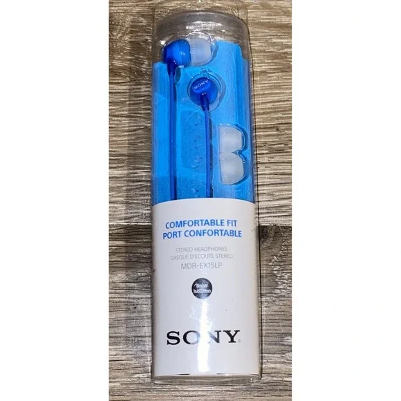 Sony Comfortable Fit Stereo Headphones. Noise Isolation. MDR-EX15LP  Blue