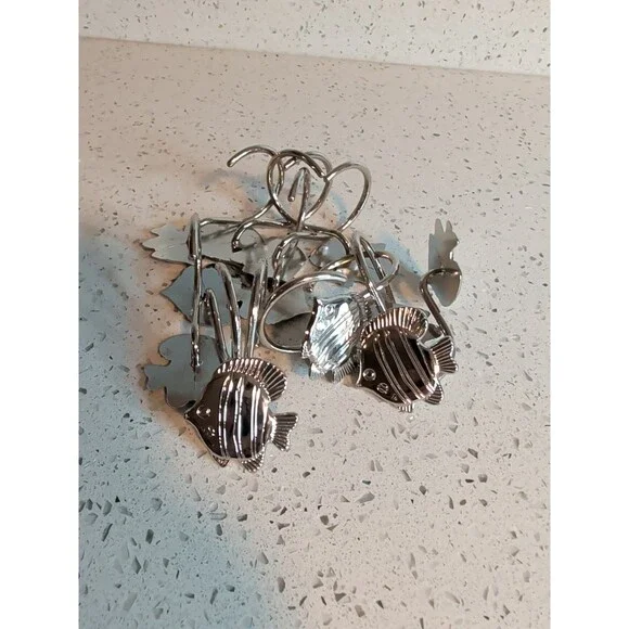 Tropical Fish Shower Curtain Hooks Metal Set Of 12 Butterfly Trigger Fish