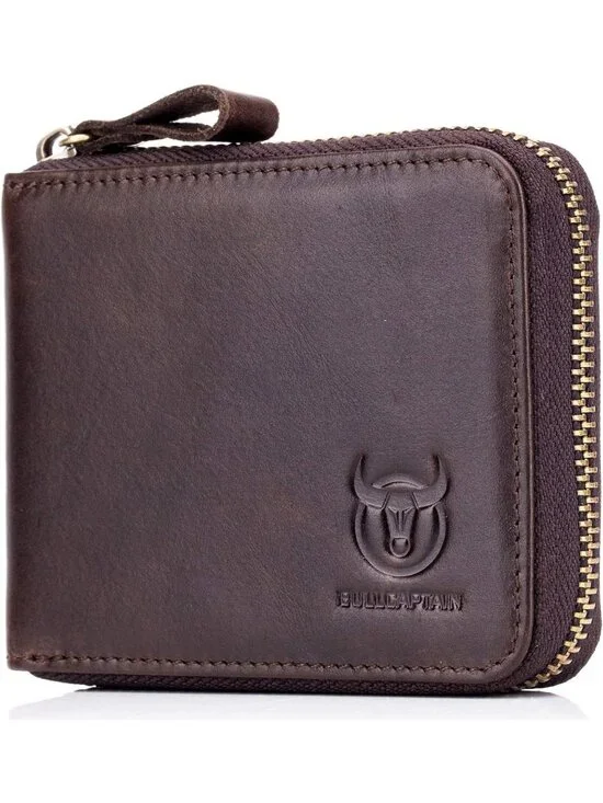 Men's Genuine Leather RFID Blocking Zip Around Wallet - Bifold Multi Credit Card