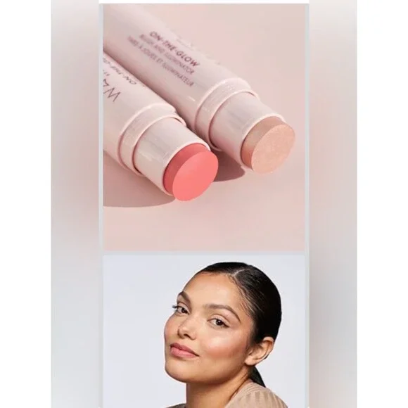 Cream-to-Powder Pink Blush & Champagne Highlighter Stick Duo - Women Makeup