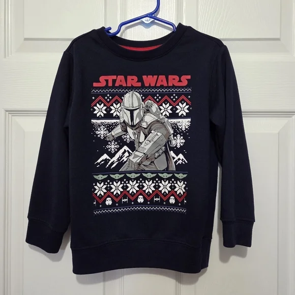 Gap Star Wars Mandalorian Christmas Holiday Kids Navy Blue Pajama Top Size 4