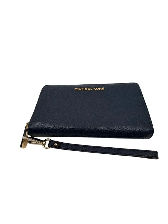 Michael Kors Jet Set Travel Continental Blue Pebbled Leather Wallet