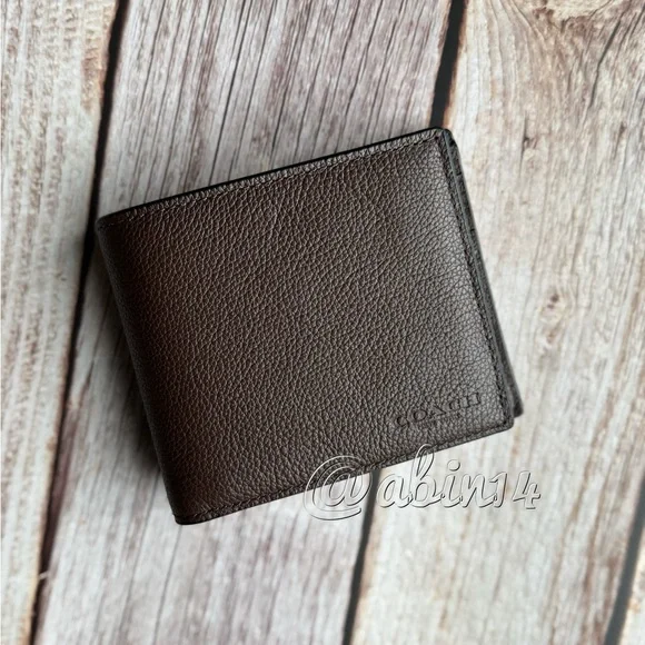 NWT Coach Dark Brown Leather Wallet
