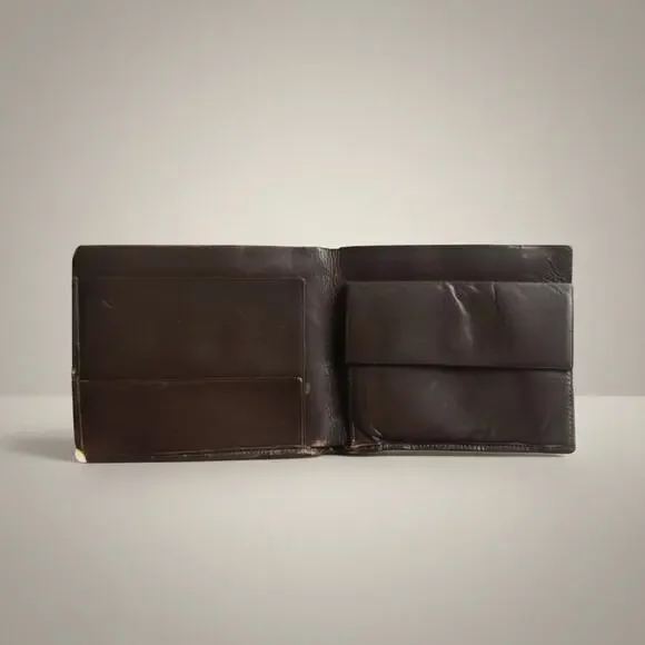 Vintage Brown Leather Bifold Wallet Snap Coin Pouch Men’s Estate Find