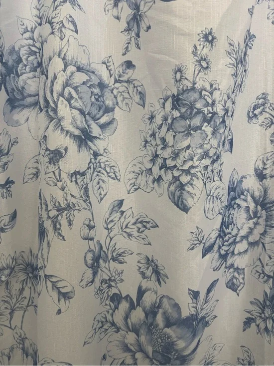 Laura Ashley Shower Curtain Blue Floral Toile NEW Final Sale